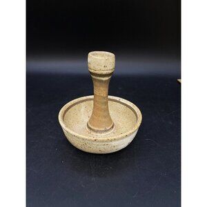 Studio Pottery Single Candle Holder Signed AM Vintage